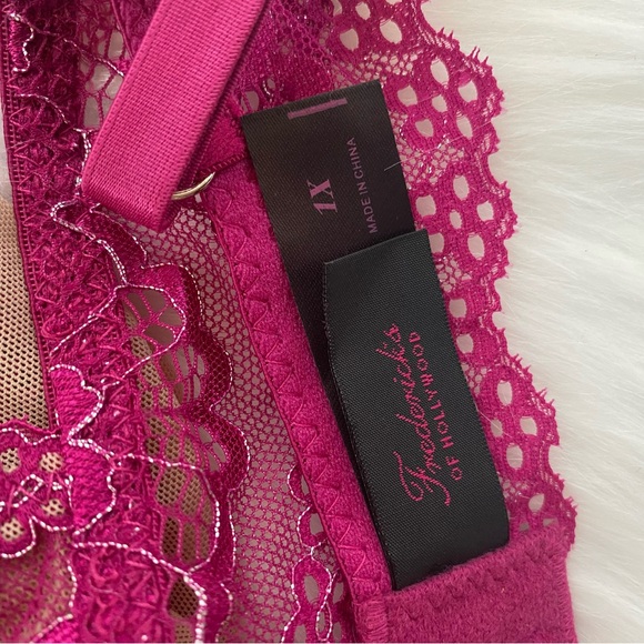 NWT Fredricks of Hollywood women’s fuschia metallic lace bra/ bralette - Picture 6 of 12